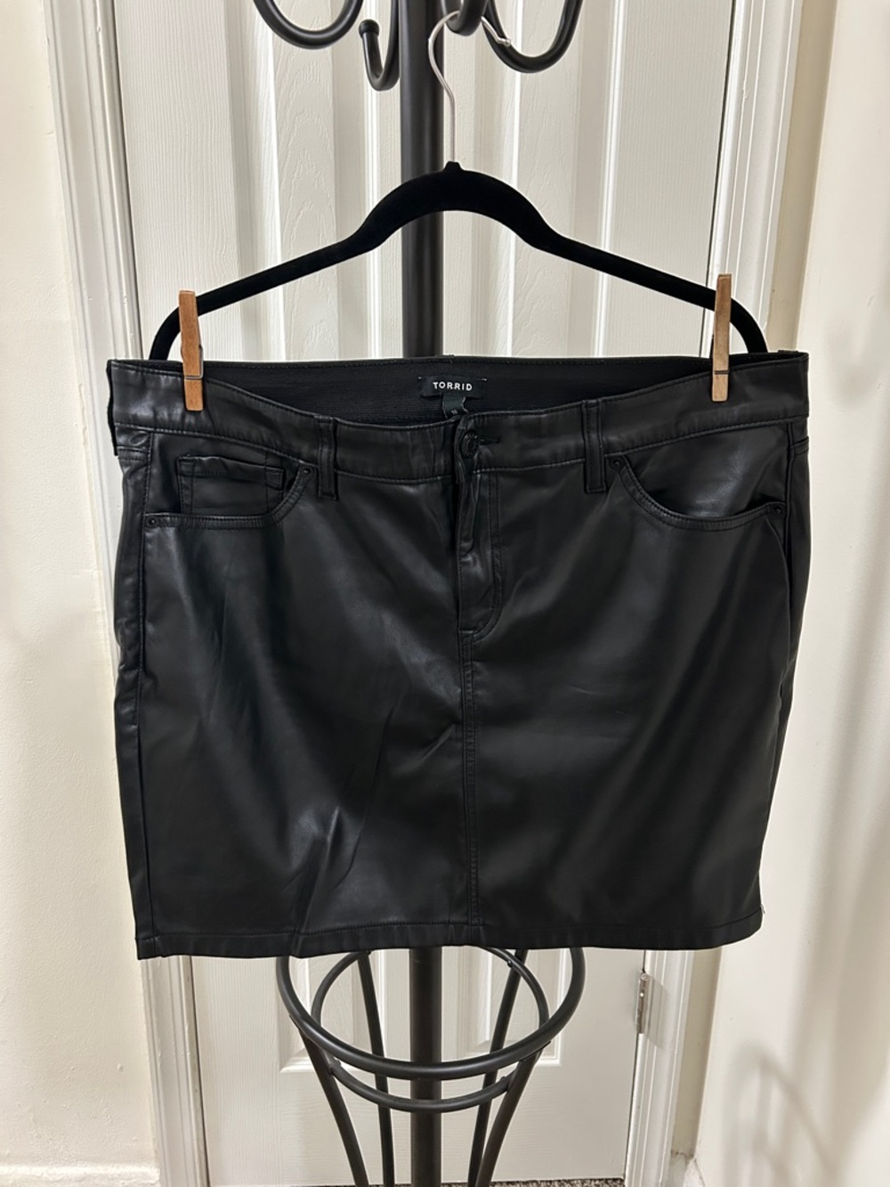 torrid Black Faux Leather Mini Skirt with Front Zip